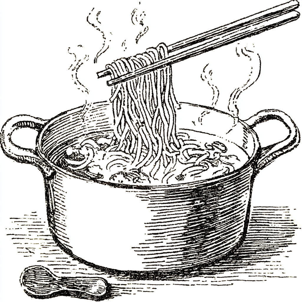 麺を茹でる